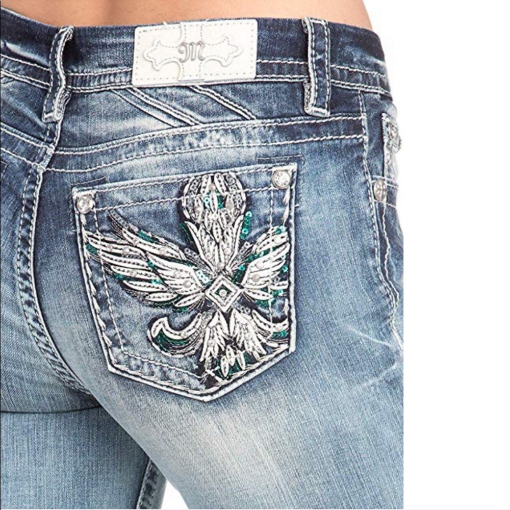 Miss Me Wing embellished pocket Easy skinny jeans